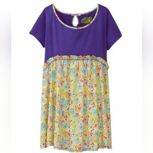 Y2K UNIQLO Tell A Tale Fafa floral purple babydoll tunic kawaii swing top M‎